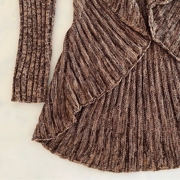 Apt 9 Brown Knit Shawl Long Sleeve Cardigan Sweater - Picture 3 of 6